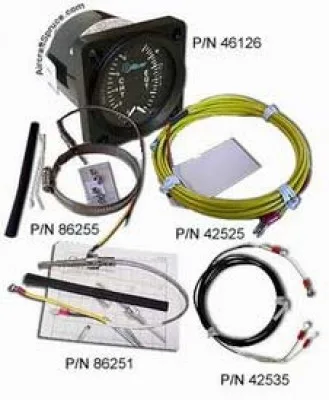 Assorted electrical test accessories with P/N labels (46126, 86255, 42525, 86251, 42535): probes, cables, and components in a kit.