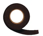 Roll of black adhesive tape with a brown core and the tape end peeling away from the roll.