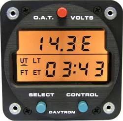 Davtron Model 803-28V Ut Lt Foot & Et Digital Clock 28V Lighting Voltmeter OAT F & C Temp. Probe Included