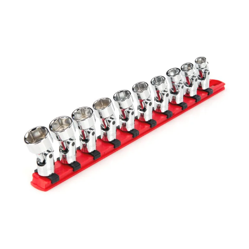 TEKTON – 3/8 Inch Drive 6-Point Universal Joint Socket Set With Rail 7-Piece (3/8-3/4 In.) SHD91118