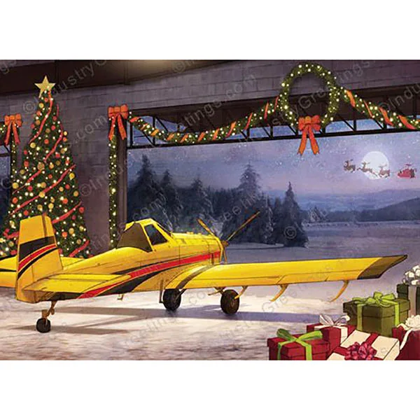 Holiday Card Agricultural Aviation Hangar – 10 Pack