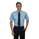 Aviator Pilot Shirt Men Short Sleeve 22 Blue