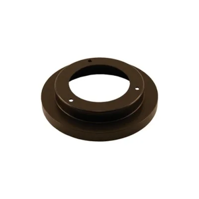 Brown circular flange spacer with an inner bore and two mounting holes for attachment.